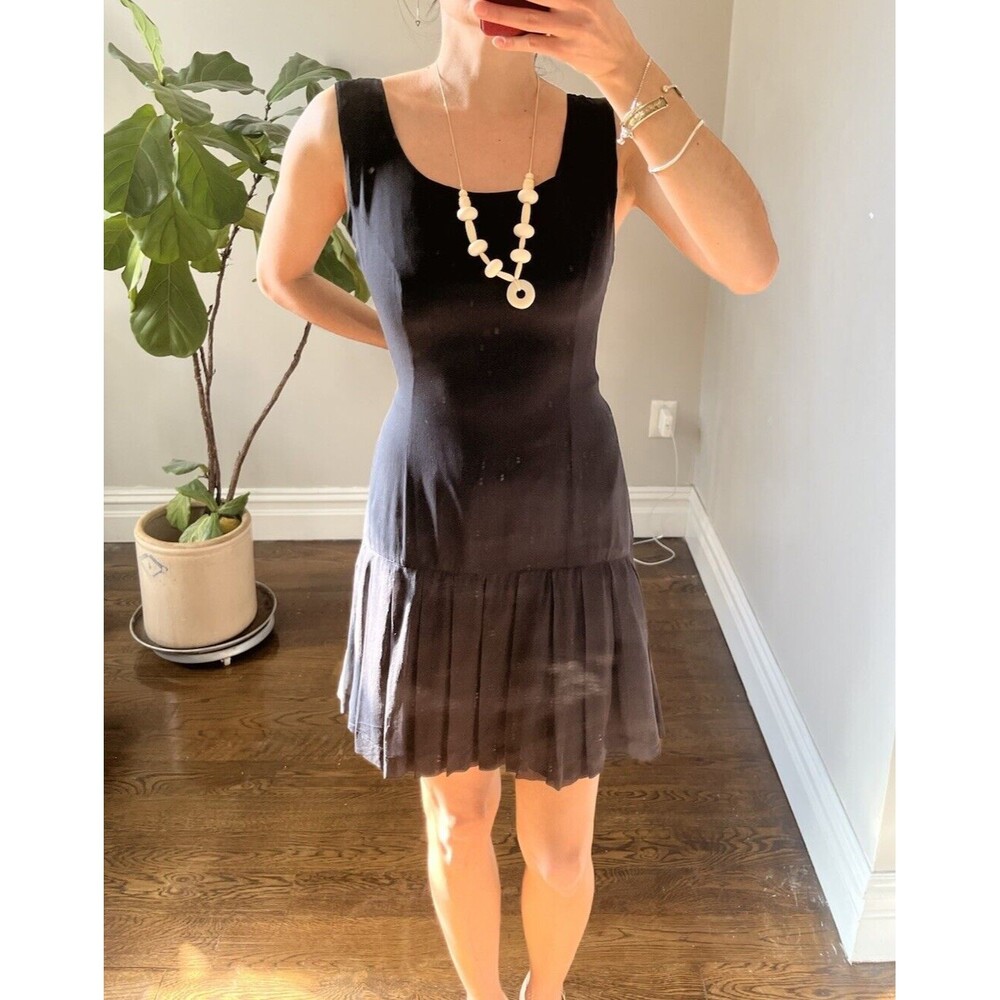 Vintage 90s Silk Drop waist LBD French fits like a 6